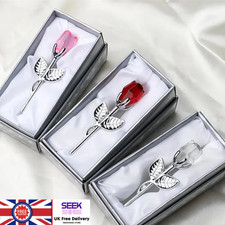 Crystal Glass Rose Flower Gift – Valentine’s Day Romantic Home Decor Keepsake UK