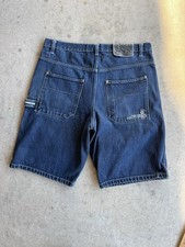 Early 00  s Southpole Denim Carpenter Shorts Blue Relaxed Fit Zip Pockets RN82628
