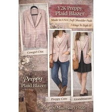 Be Divine Pink Plaid Blazer Jacket Y2K Preppy Grandmacore Made in USA