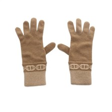 Hermes Heaven Chain Duncle Gloves Camel Cashmere Women's
