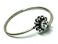 Blume Nasenring Sonne Cz Zirkonia 22 G (0,6 Mm) 925 Silber Split 10 Mm Ring