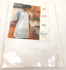 Vintage Leart White Lace Hostess Full Body Apron Maria with Hearts  Floral NOS