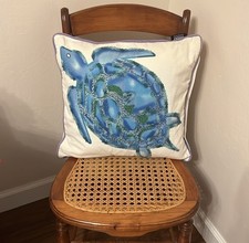 Beaded Sea Turtle Decorative Throw Pillow Home Beach Ocean Nautical 16  