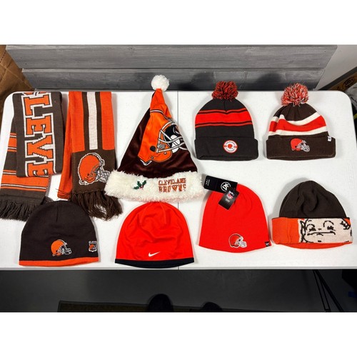 Cleveland Browns Cavaliers Guardians Hats Beanies Scarves Nike Lot 20