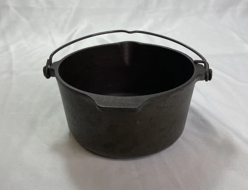 Vintage GRISWOLD Cast Iron Deep Patty Bowl #72 Wire Bail Handle  Erie, PA