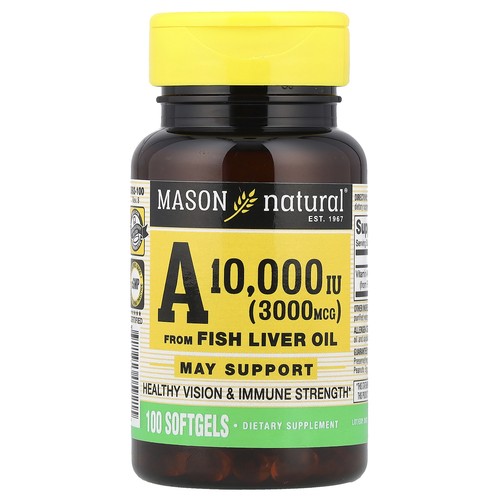 Vitamin A from Fish Liver Oil, 3,000 mcg (10,000 IU), 100 Softgels
