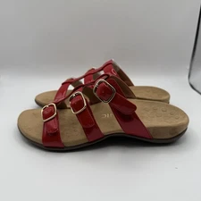 NWT Vionic Misa Red Patent Leather Slide Comfort Sandals Womens Sz 7