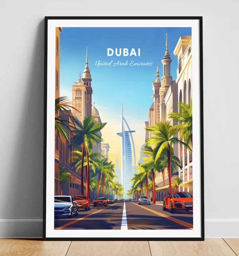 Dubai travel print UAE wall art, Dubai poster, UAE print eBay