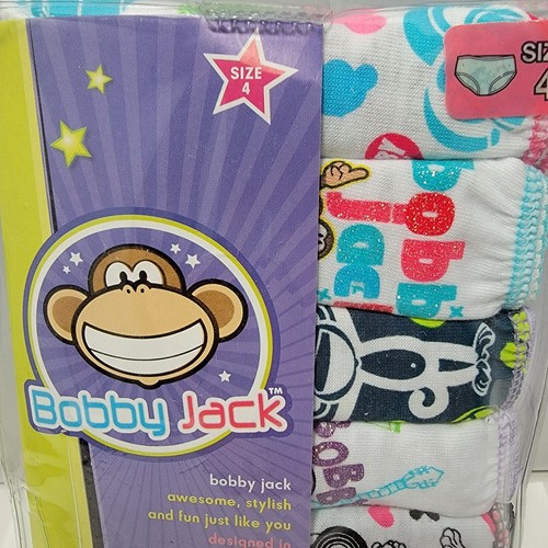 Bobby Jack Girls 7 Pair Pack 100% Combed Cotton Panties Size 4 New Monkey HTF - Picture 2 of 4