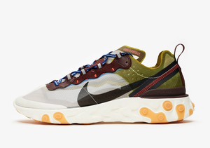 Nike React Element 87 AQ1090-300 Moss/El Dorado Size UK 10.5 EU 45.5 US  11.5 NEW | eBay
