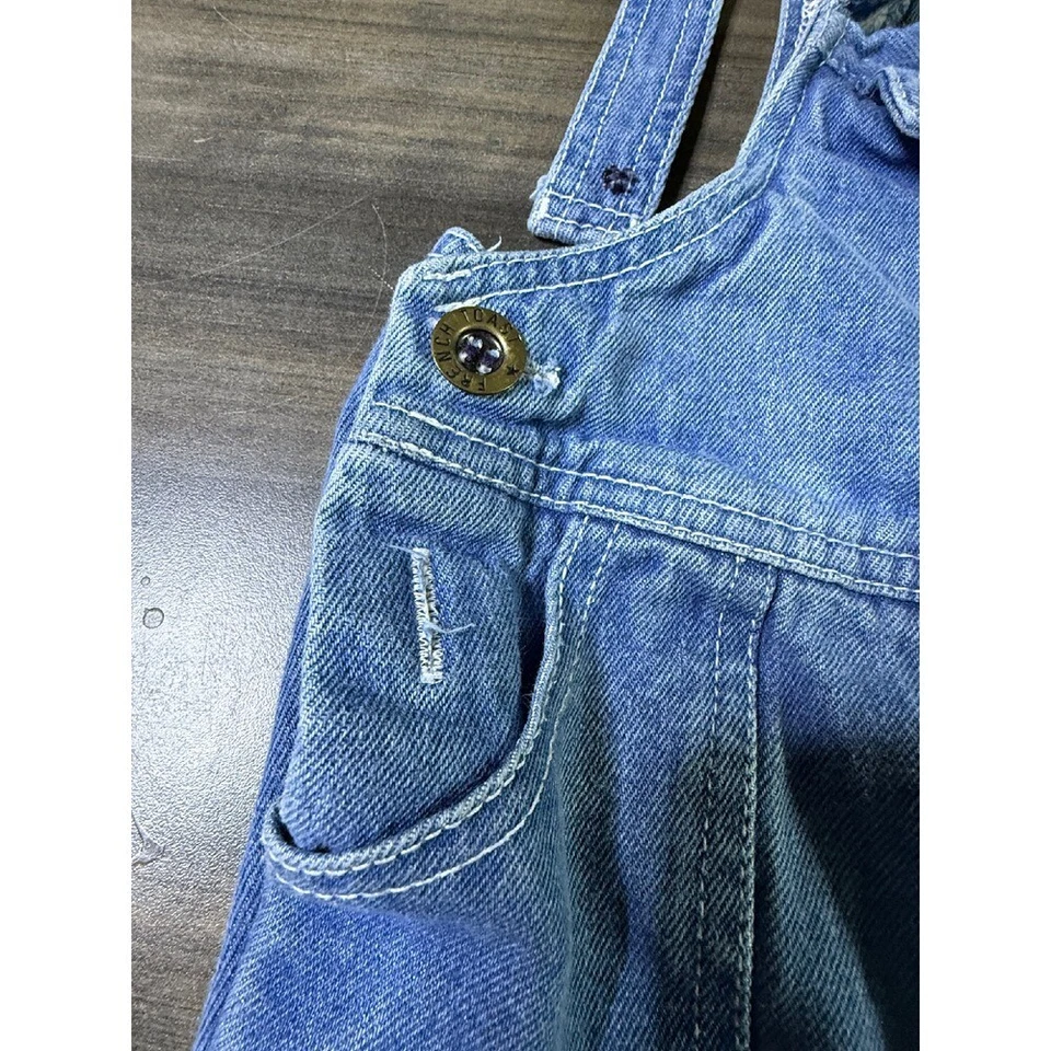Mono vaquero tostado francés vintage forrado a cuadros correas ajustables talla 4T Foto 3 de 4