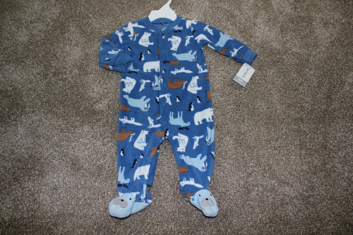 Carter s Blue Fleece Walrus Arctic Animals Sleeper Pajamas Size 6M 6 months NWT