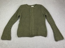 Anthropologie MOTH Green Pullover Boho Sweater Size Small Lattice Cable Knit