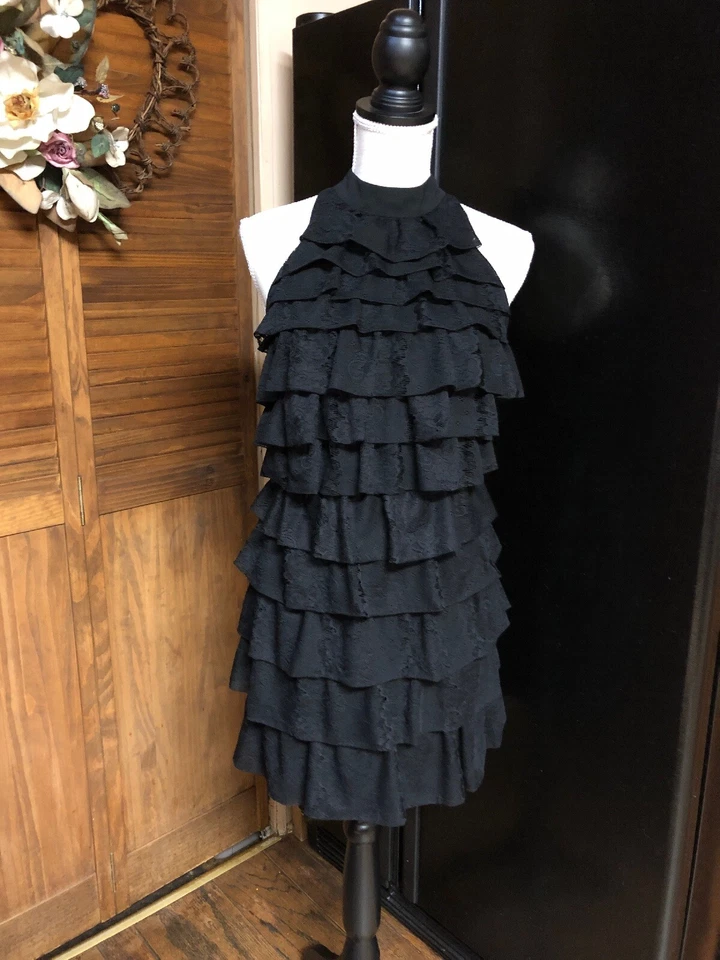 Vestido Flirty LBD Pequeño Negro Cóctel Semi Formal Ocasión Especial Med Foto 2 de 4