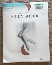 Vtg JCPenney Sheer Caress Silky Sheer Control Top Pantyhose LITTLE BEIGE Average