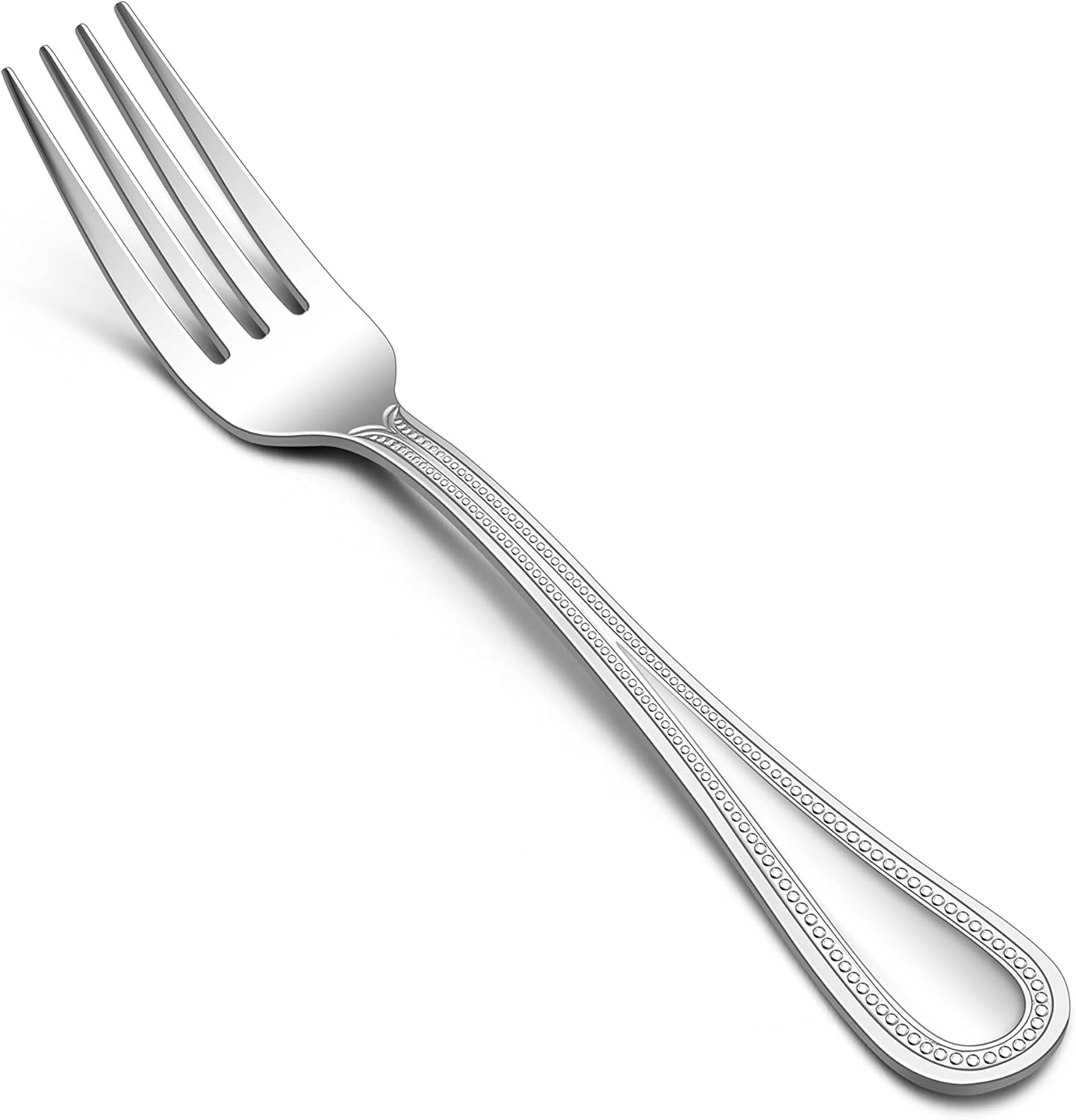 Set of 12 Stainless Steel Dinner Forks with Pearled Edge for Everyday Use
