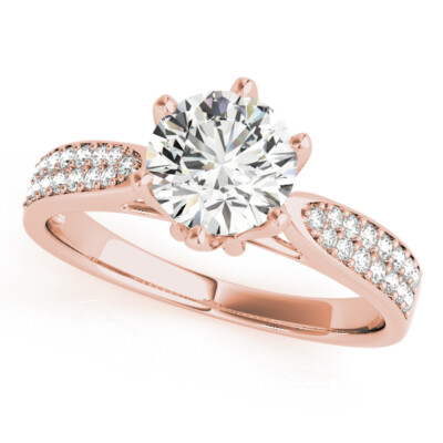 1.24 Ct Round Simulated Diamond Anniversary Ring 14K Real Rose Gold Size 4 