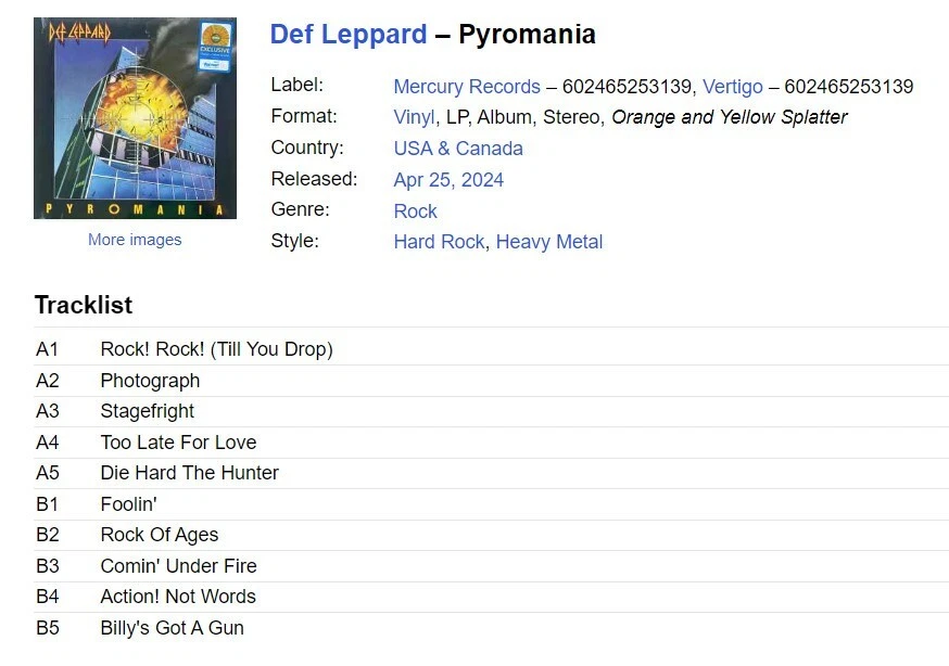 Def Leppard Pyromania 40th Orange + Yellow Splat COLOURED VINYL LP RECORD SEALED - Image 2 of 4