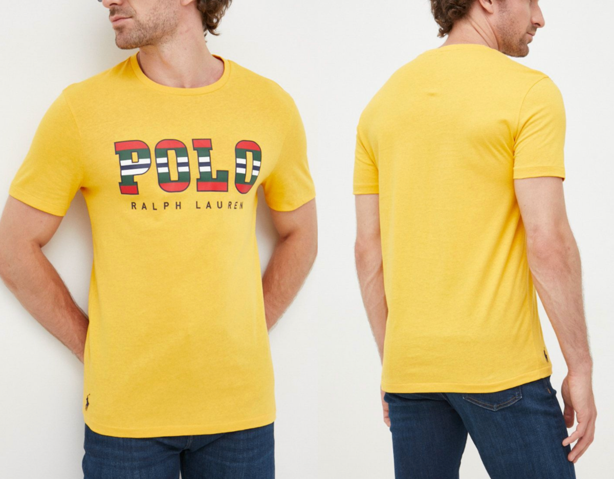 Tシャツ・カットソー Polo Ralph Lauren T-shirts Yellow Polo Ralph Lauren Logo Tee T-shirt Shirt Custom Slim Fit