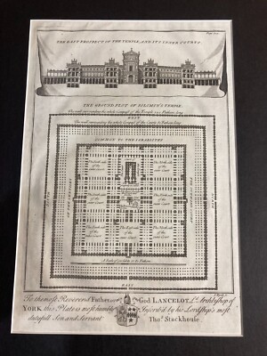 Antique Circa 1800s Metal Etching King Solomon Temple Tho Stackouse Jerusalem