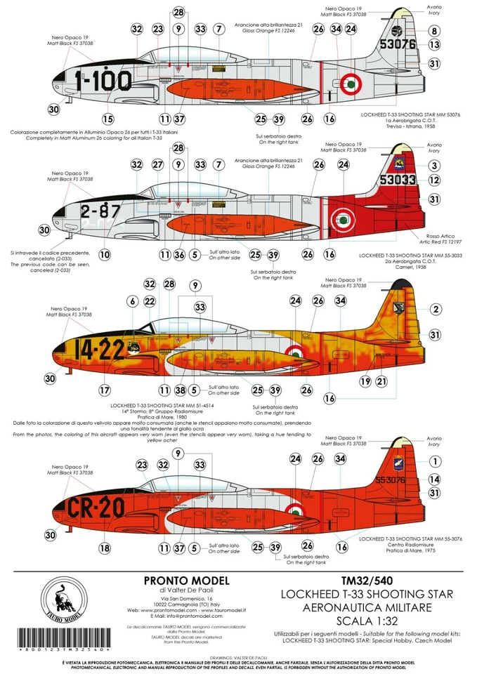 TAURO MODEL TM32/540 LOCKHEED T-33 SHOOTING STAR - AERONAUTICA MILITARE 1:32 - Immagine 3 di 4