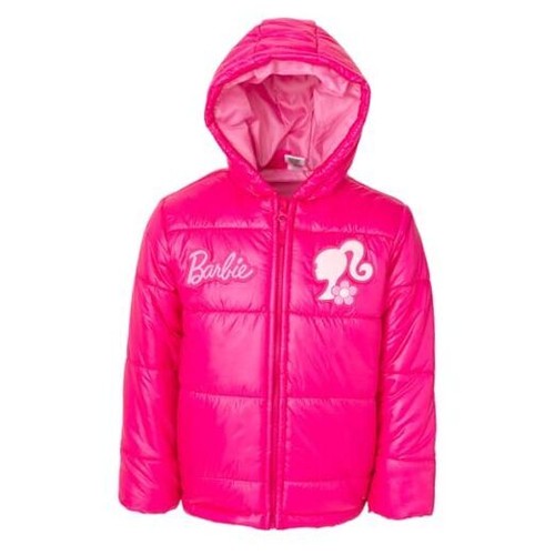 Girls Zip Up Puffer Jacket Little Kid to Big Kid Sizes (4-14-16) 10-12 Barbie