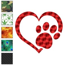 Dog Cat Print Heart, Vinyl Decal Sticker, 40 Patterns 3 Sizes, 6243