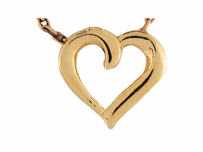 10k oder 14k massives Gelbgold niedlicher hochpolierter schwebender Charm-Anhänger offenes Herz