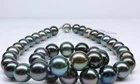 HU 17"11-13MM NATURAL SOUTH SEA GENUINE BLACK BLUE GRAYISH ROUND PEARL NECKLACE
