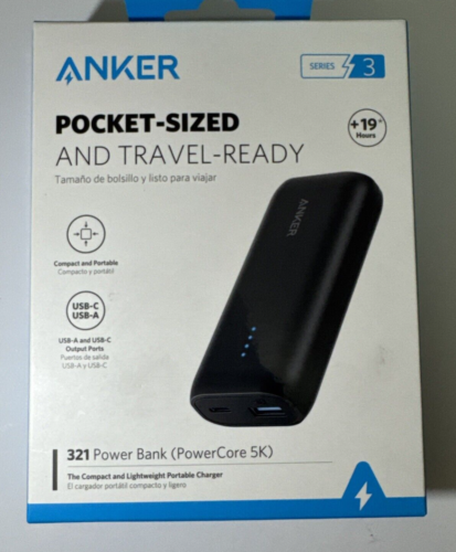 Anker PowerCore 5K 321 Pocket-Sized Power Bank USB-C Portable Charger 5000mAh