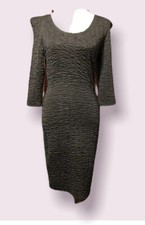 *PUSSYCAT LONDON NWT UK S 34” Black Stretch Crinkle Look Bodycon Xmas Party Dres