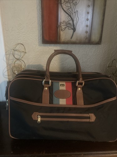 Vintage Lark Suitcase Leather Trim 3 Section, Expandable Carry-on, Weekender 21"