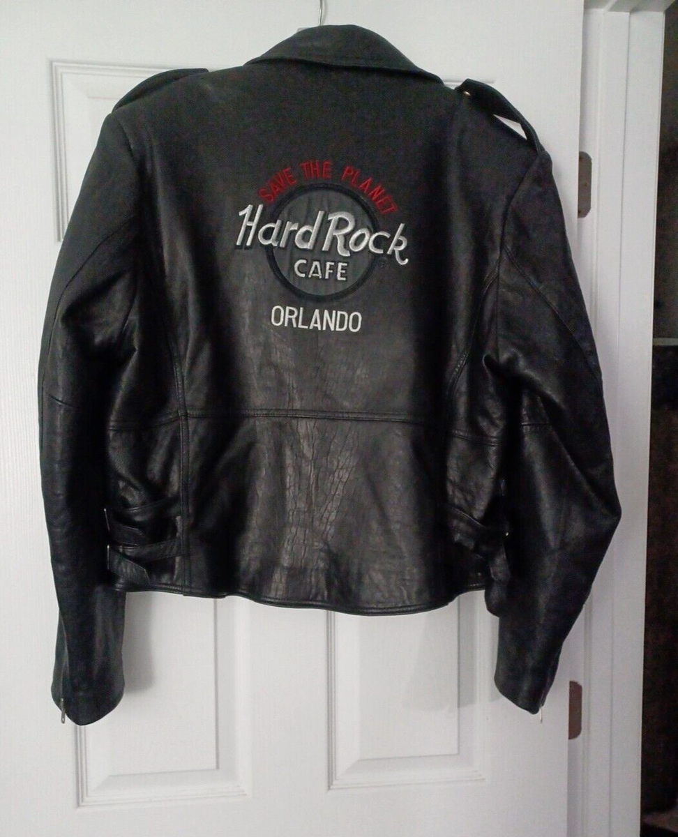 Vintage 90s Hard Rock Cafe Live Orlando Leather Moto Biker Jacket
