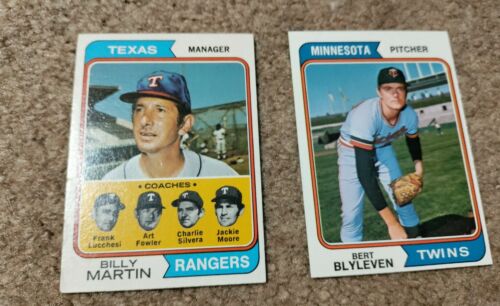 1974 Topps Bert Blyleven Minnesota Twins #98 Baseball Card &amp; 1974 Billy Martin
