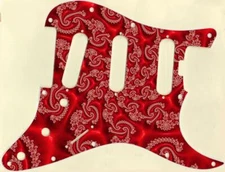 Stratocaster Pickguard Custom to fit Fender SSS 11 Hole ELITE Fractal Art Red