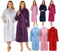 Slenderella Peignoir Robe de Chambre Polaire Gaufre 117cm Long Manche Col Châle