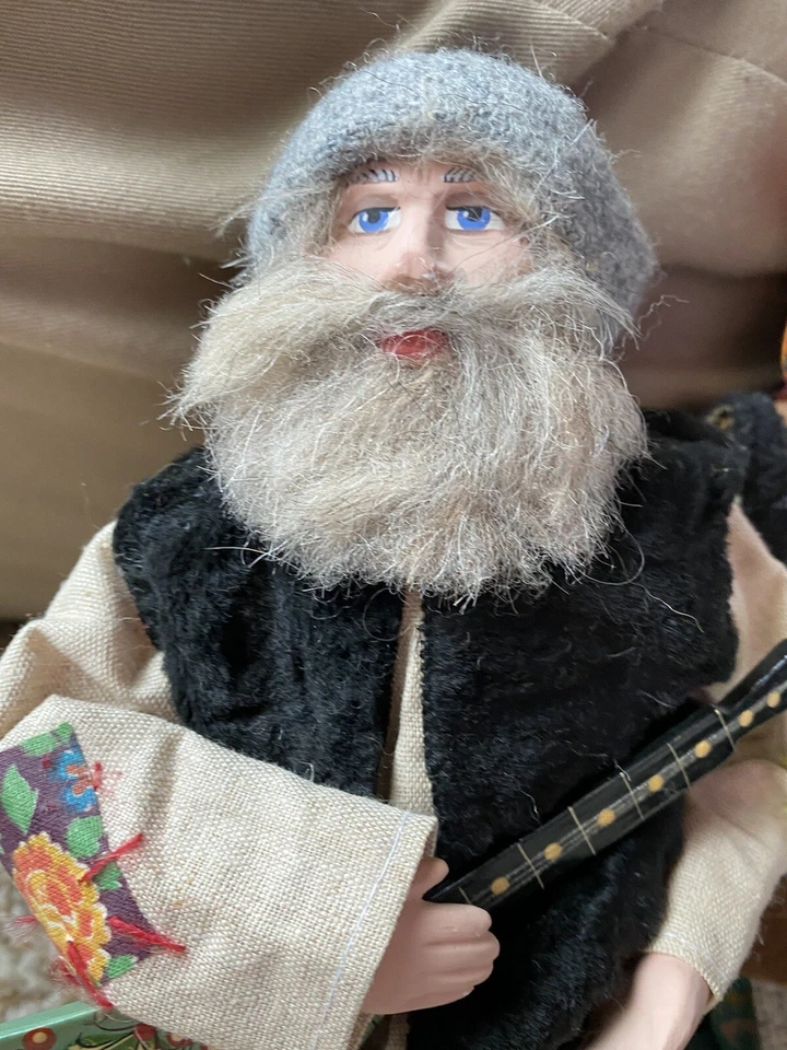 Set coppia bambola russa vintage Galina Maslennikova coppia scaffale sitter arte popolare 10" - Immagine 4 di 4