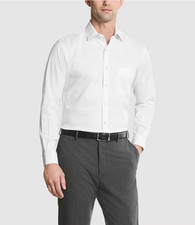 Van Heusen Everyday Defense Stain Shield Mens Fitted Shirt  White  Large