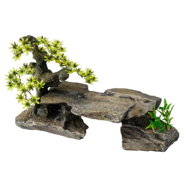 Aqua Della Aquarium Dekoration Bonsai Stein Grau 34X15.5X21Cm Zierfisch Sicher-image