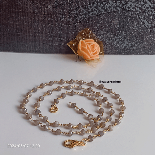 Chocolate Moonstone Rosary Beads Chain Necklace Gift for Her - Picture 6 of 6