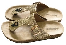Women Thong Glitter Sandals Shoes Flip Flops Flat Summer Slipper Gold Glitter 9