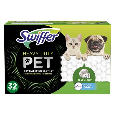 Swiffer Sweeper Pet, Heavy Duty Dry Sweeping Cloth Refills with Febreze Odor ...