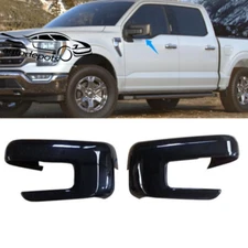 ABS Side Mirror Covers For 2021-2025 Ford F150 W/Turn Signal Hole Glossy Black
