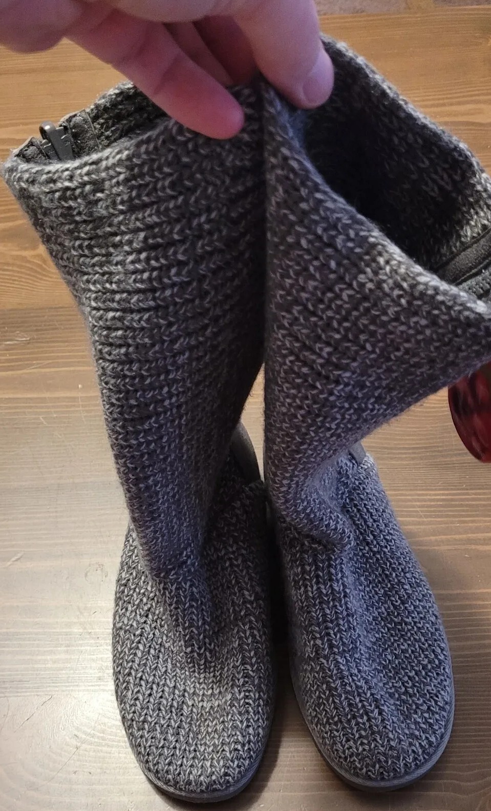 Gray TEXTILE 2-Way Slipper Boots Brand 