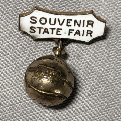 ANTIQUE Souvenir STATE FAIR Porcelain BASEBALL Pin