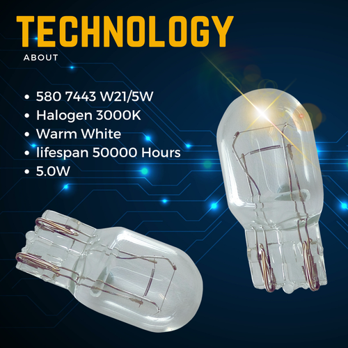 T20 580 7443 feu latéral halogène W21/5 W transparent DRL 380w ampoules arrière frein d'arrêt de voiture - Photo 9 sur 14