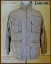VTG LL BEAN MEN'S LS JACKET ZIP FRONT/13-POCKETS/BEIGE COTTON/REG LG. THAILAND 