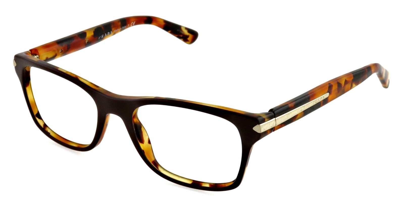 Prada VPR16S UBS-1O1 52mm Brown Tortoise Unisex Eyeglasses Frames Made in Italy