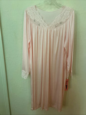 Vintage  SHADOWLINE Nightgown Cuddlemere  Sz XL  PINK  Long Gown  Sleeves