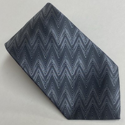 EMILIO PONTI Tie Polyester Silver Gray Geometric 57x3.9  Hand Made In China  003